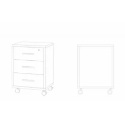 Cassettiera da Scrivania Ruote Bianco Nero 3 Cassetti con Chiave Ufficio