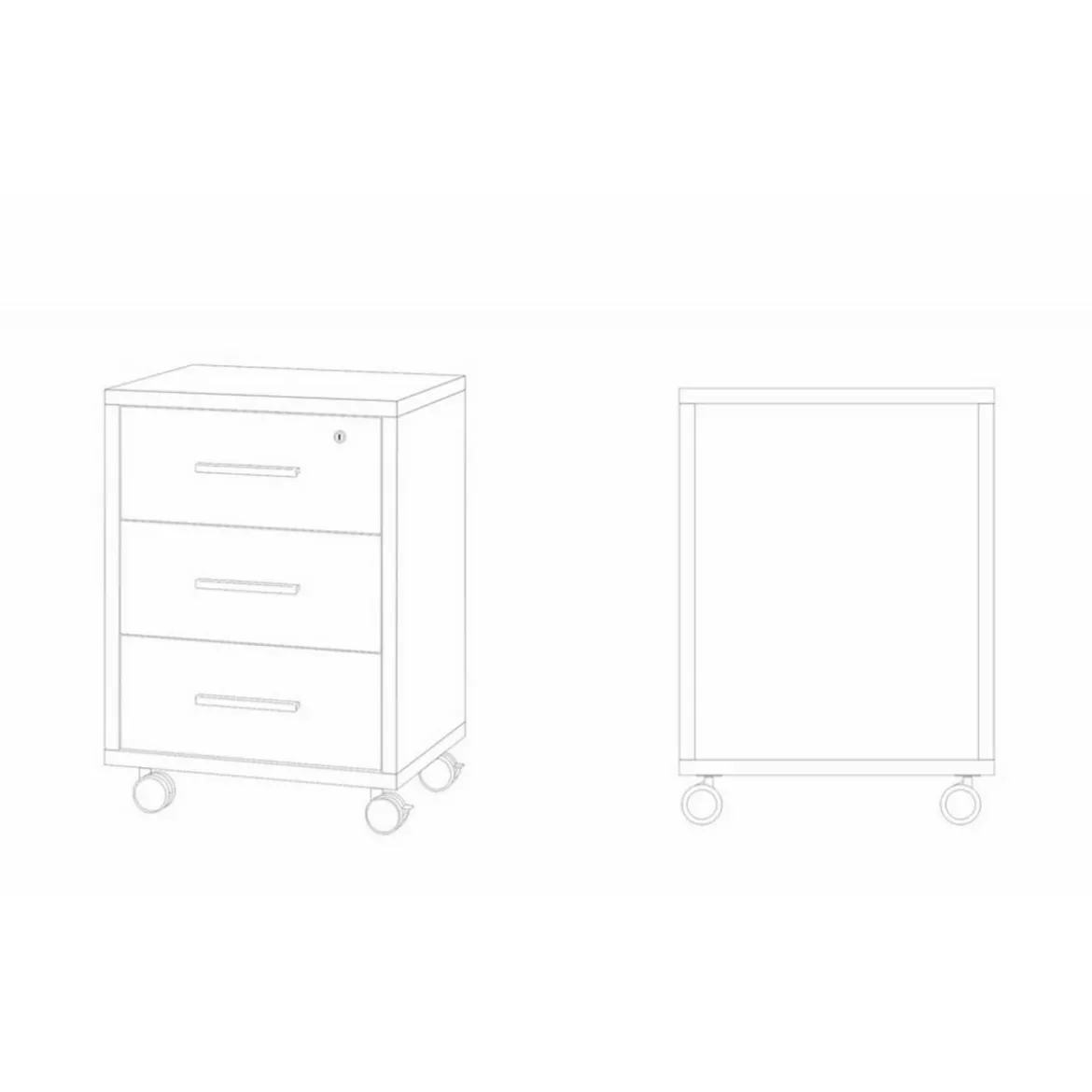 Cassettiera da Scrivania Ruote Bianco Nero 3 Cassetti con Chiave Ufficio