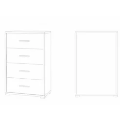 Cassettiera da Ufficio Como Bianco Nero Mobile 4 Cassetti Camera Legno