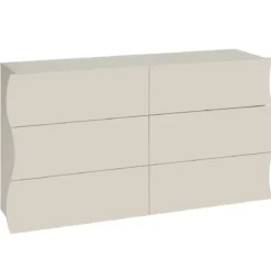 Cassettiera Madia 6 Cassetti 150 cm Legno Beige Cachemire Soggiorno