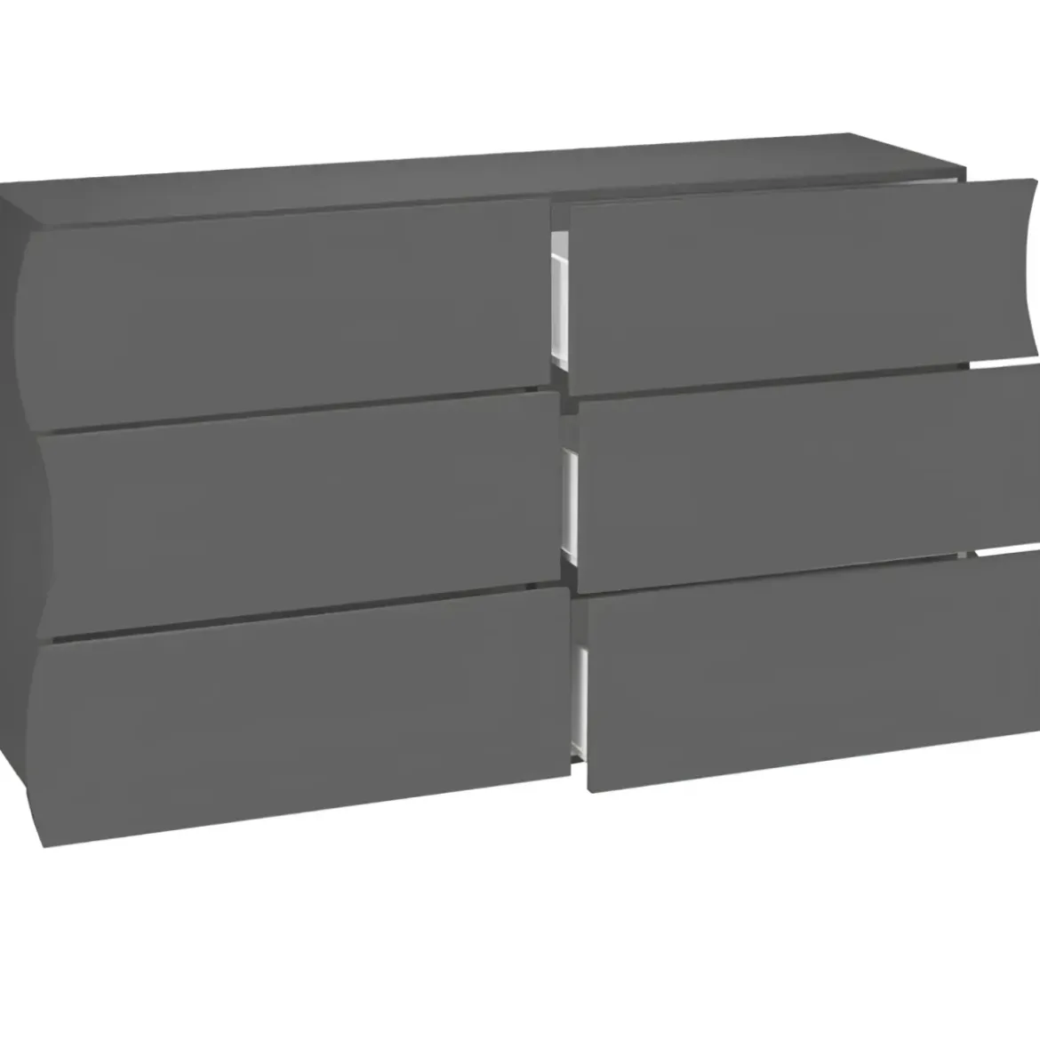 Cassettiera Madia con 6 Cassetti 150 cm in Legno Antracite Opaco