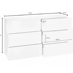 Cassettiera Madia con 6 Cassetti 150 cm in Legno Antracite Opaco