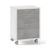 Cassettiera Ossido Grigio 3 Cassetti con Chiave Ruote da Scrivania Ufficio Legno