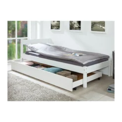Cassettone Sotto Letto Divano 90x200 Bianco Singolo Estraibile Cameretta Legno