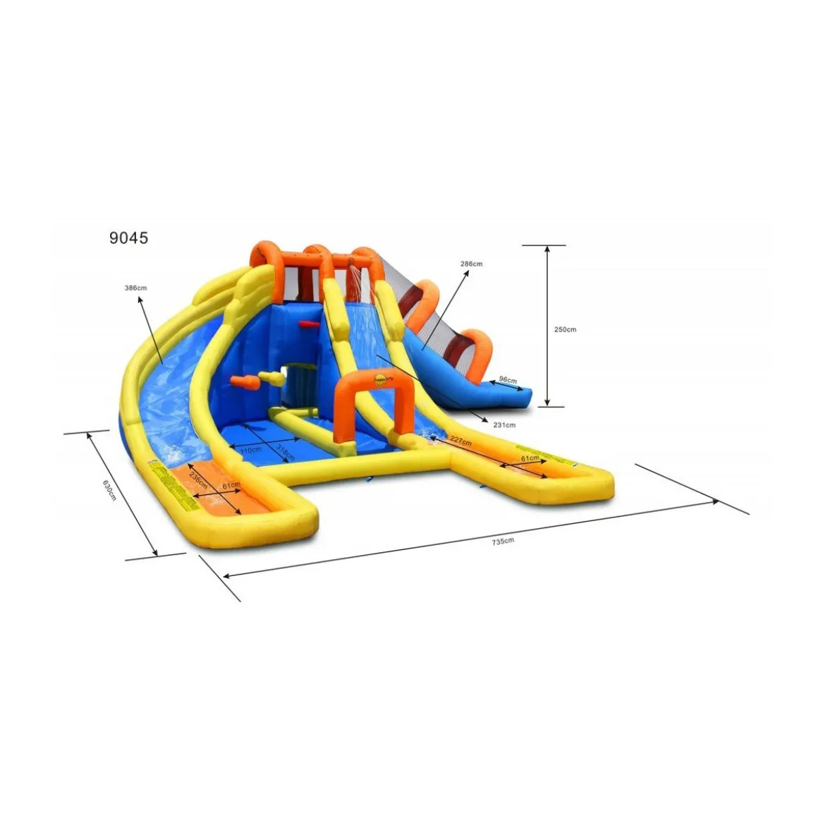 Castelli Gonfiabili per Bambini Acquatico 3 Scivoli Canestro Vasca Giochi Acqua