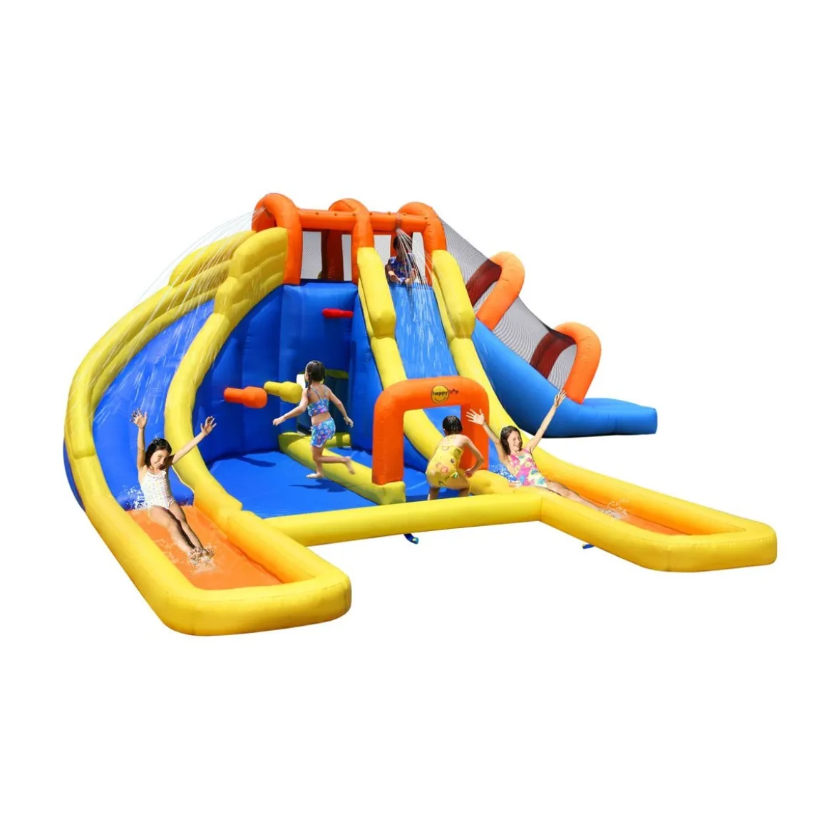 Castelli Gonfiabili per Bambini Acquatico 3 Scivoli Canestro Vasca Giochi Acqua