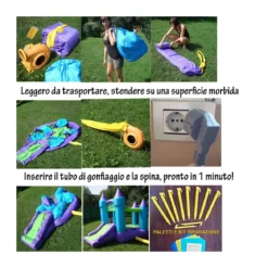 Castello Gonfiabile Gigante Bambini Gioco Scivolo Saltarello Tappeto Elastico