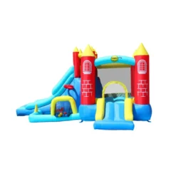 Castello Gonfiabile per Bambini Saltarello 2 Scivoli Vasca Palline Motore Aria