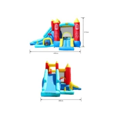 Castello Gonfiabile per Bambini Saltarello 2 Scivoli Vasca Palline Motore Aria