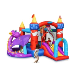 Castello Gonfiabile per Bambini con Scivolo Draghetto Salterello Vasca Palline