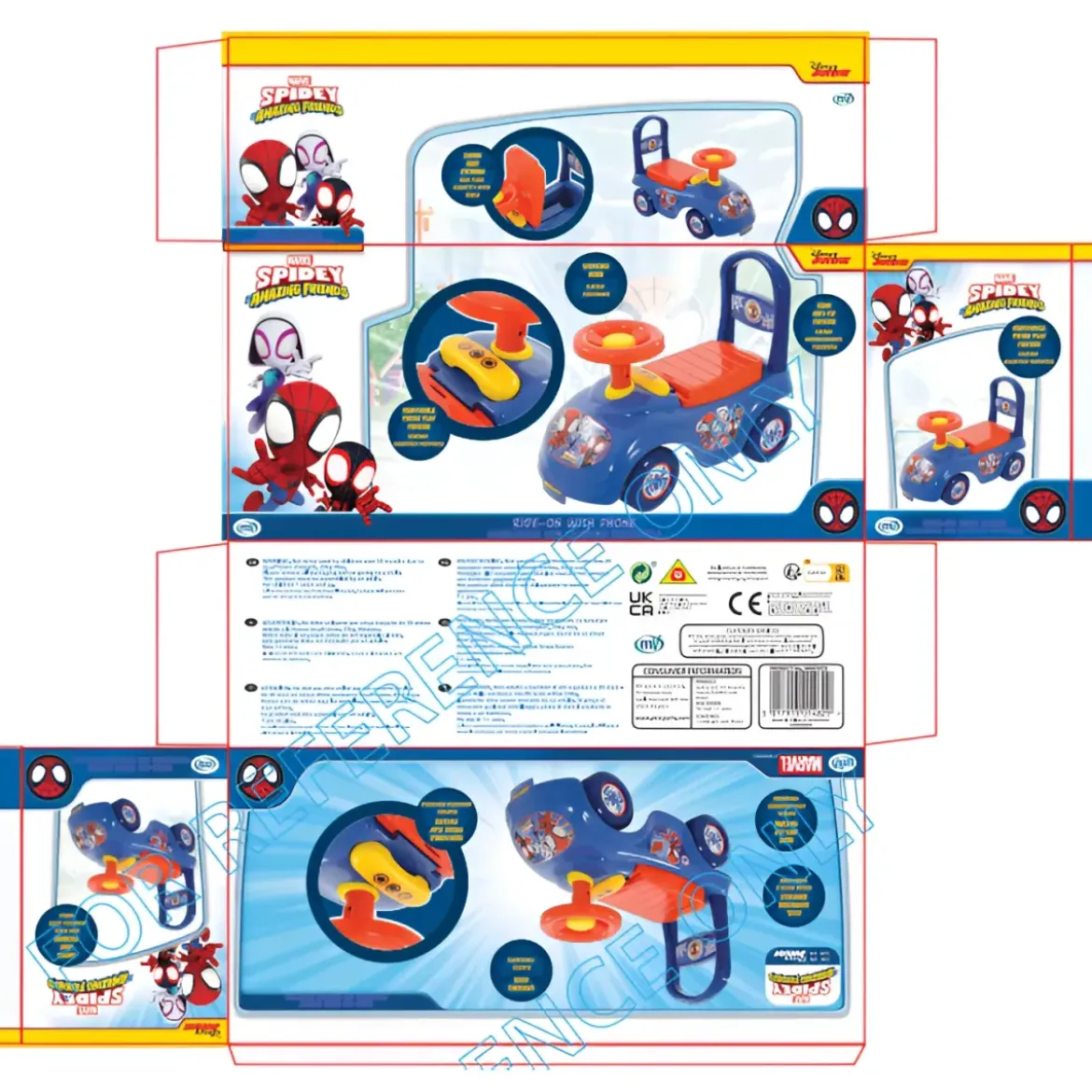 Cavalcabile Bambini Spiderman Marvel Portaoggetti Telefono Giocattolo