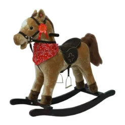 Cavallo a Dondolo con Suoni Animale Cavalcabile in Legno per Bambini Vintage