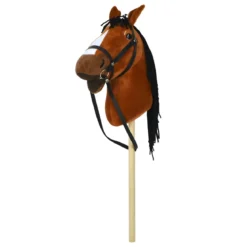 Cavallo con Bastone 80 cm Bambini Hobby Horse Suoni Criniera Intrecciata