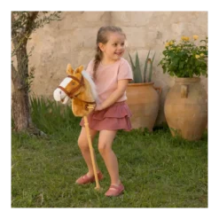 Cavallo Hobby Horse per Bambini Marrone con Asta Smontabile e Suoni