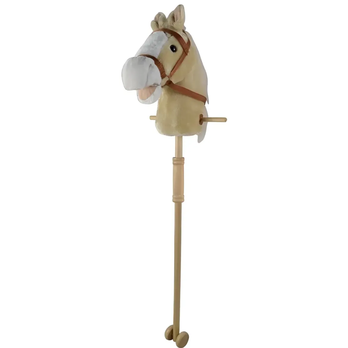 Cavallo Hobby Horse per Bambini Beige con Asta Smontabile e Suoni
