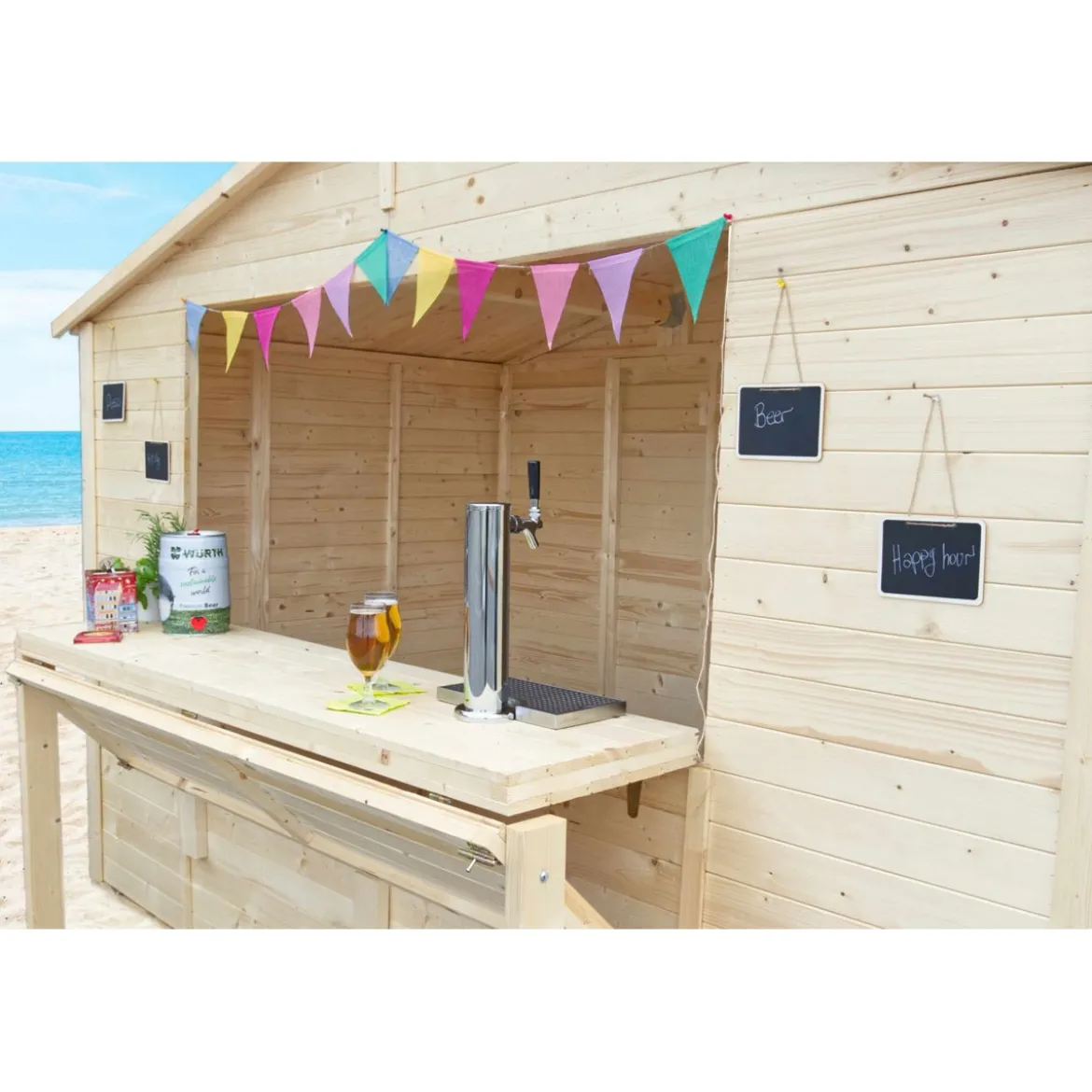Chiosco Casetta in Legno 310x300 a Pannelli 19 mm Capanno da Giardino Spiaggia