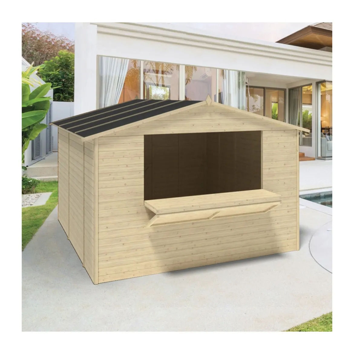 Chiosco Casetta in Legno 310x300 a Pannelli 19 mm Capanno da Giardino Spiaggia