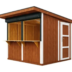 Chiosco in Legno 2x2 m Rosso a Pannelli LP SmartSide Fiere Mercatini