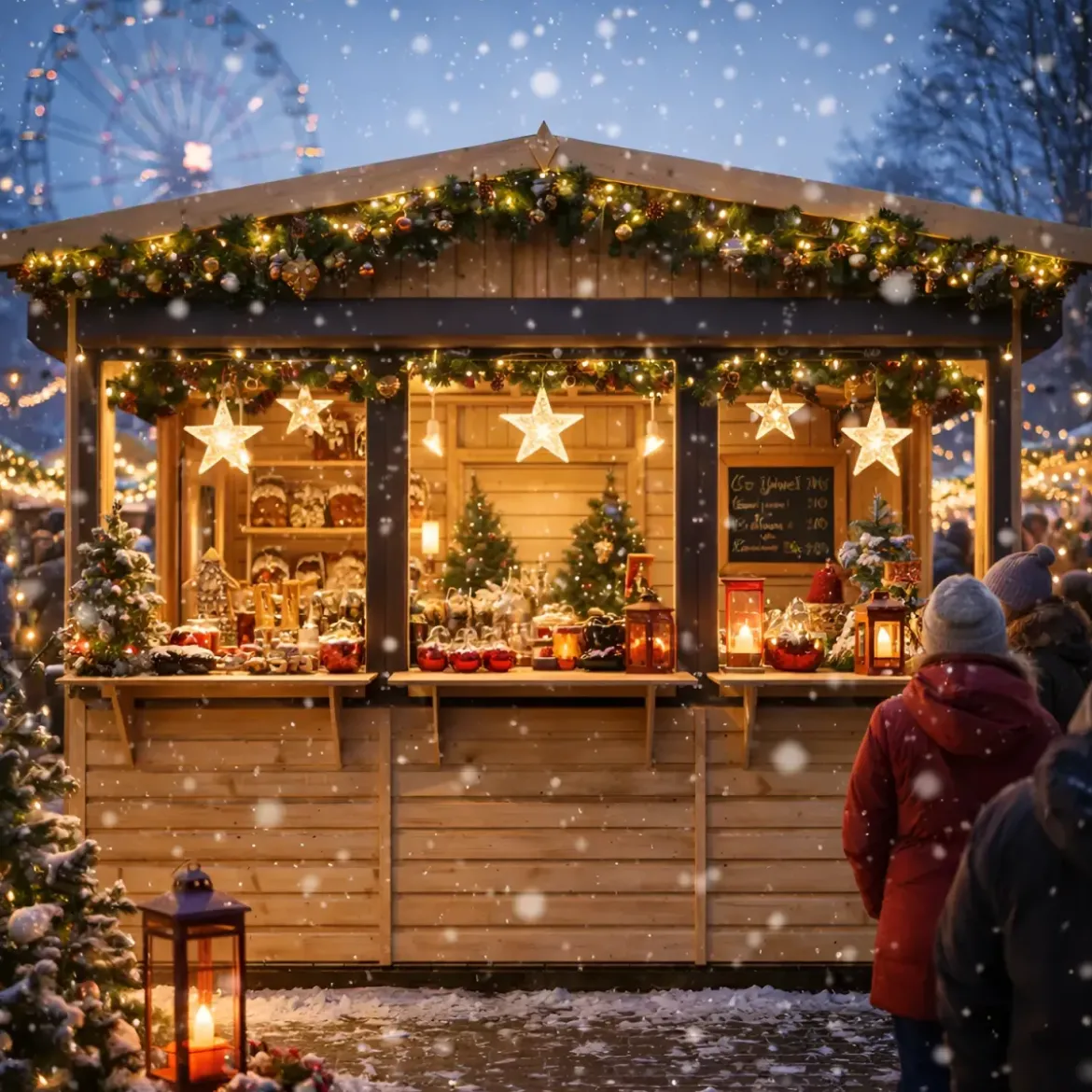 Chiosco in Legno 3x2 m Tetto Bituminoso Fiere Mercatini Pino Nordico