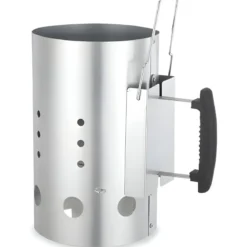 Ciminiera per Barbecue 19,5x19,5x30,5H cm Metallo Zincato Manico in PP