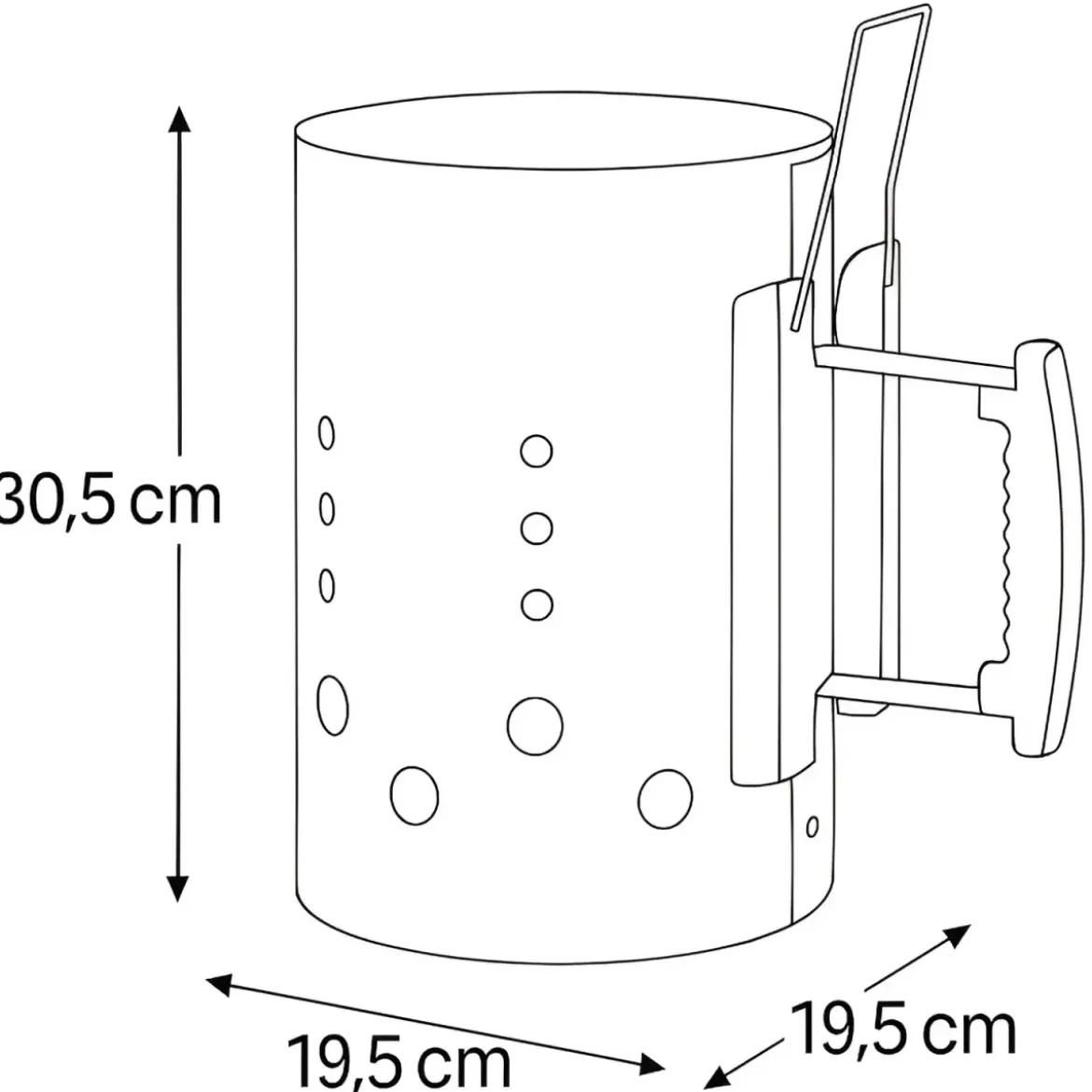 Ciminiera per Barbecue 19,5x19,5x30,5H cm Metallo Zincato Manico in PP