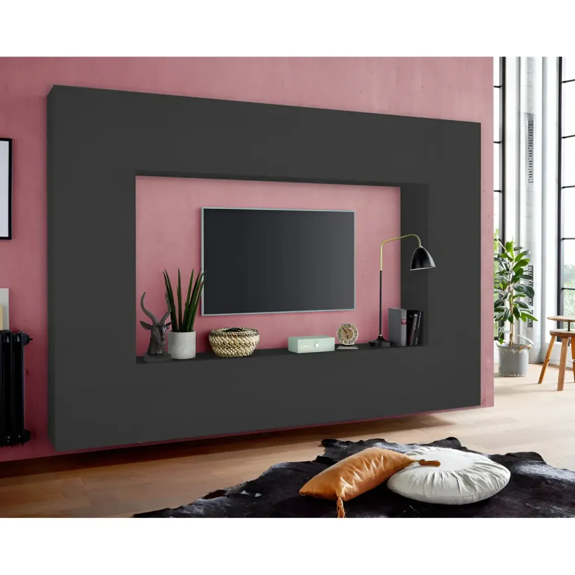 Colonna Armadio Multiuso Antracite Opaco 4 Ripiani 40x30x180 cm Moderno