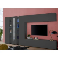 Colonna Armadio Multiuso Antracite Opaco 4 Ripiani 40x30x180 cm Moderno