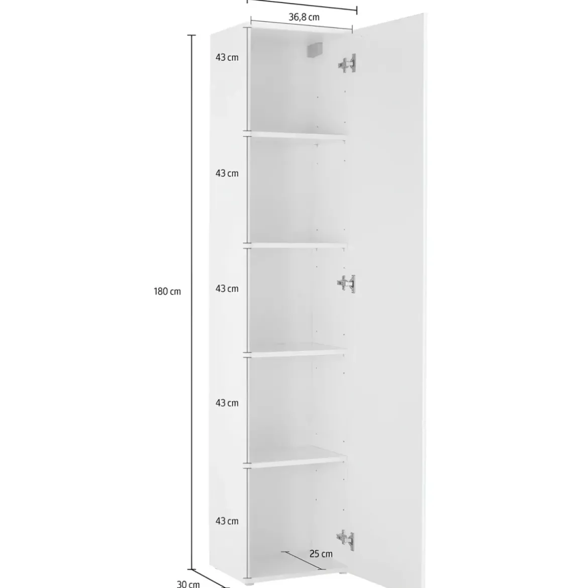 Colonna Armadio Multiuso Antracite Opaco 4 Ripiani 40x30x180 cm Moderno