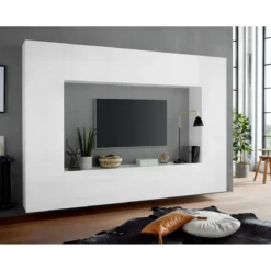 Colonna Armadio Multiuso Bianco Lucido 4 Ripiani 40x30x180 cm Moderno