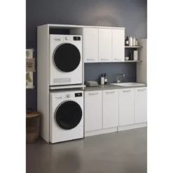 Colonna Copri Lavatrice Asciugatrice Salvaspazio 71x65x210 cm Bianco Frassinato