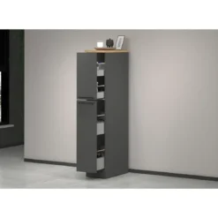 Colonna Portaspezie Antracite Rovere 2 Cassetti Soft Close in Legno