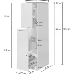 Colonna Portaspezie Antracite Rovere 2 Cassetti Soft Close in Legno