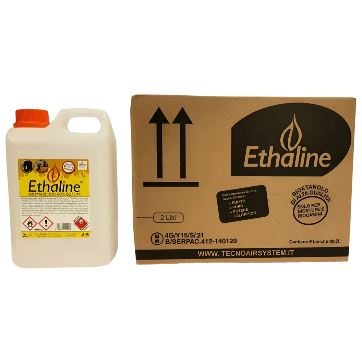 Combustibile Bioetanolo 12 Taniche 2L per Biocamini e Biostufe Inodore