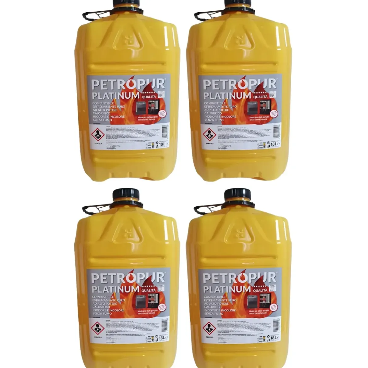 Combustibile Liquido Puro 18L 4 Taniche Riciclabile per Stufe Portatili