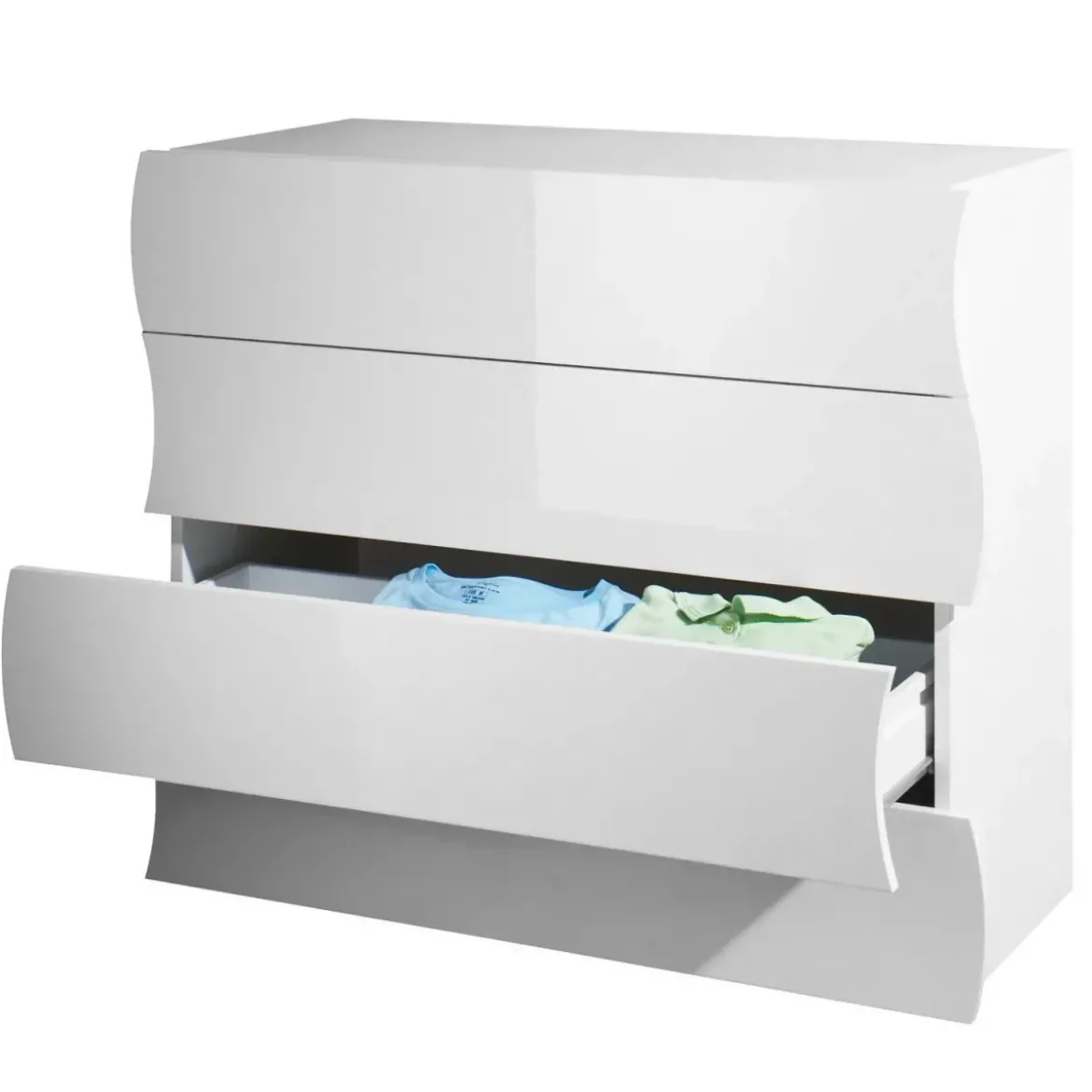 Como a 4 Cassetti Cassettiera in Legno Mobile Bianco Lucido da Ingresso