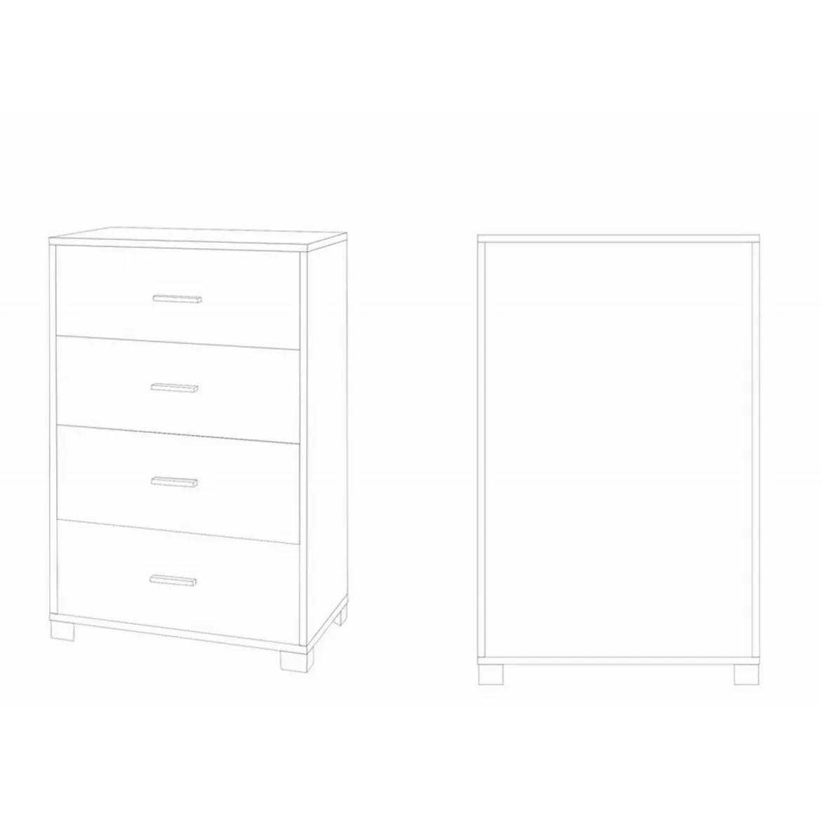 Como Cassettiera Nero Noce 4 Cassetti da Ufficio Camera Documenti Legno