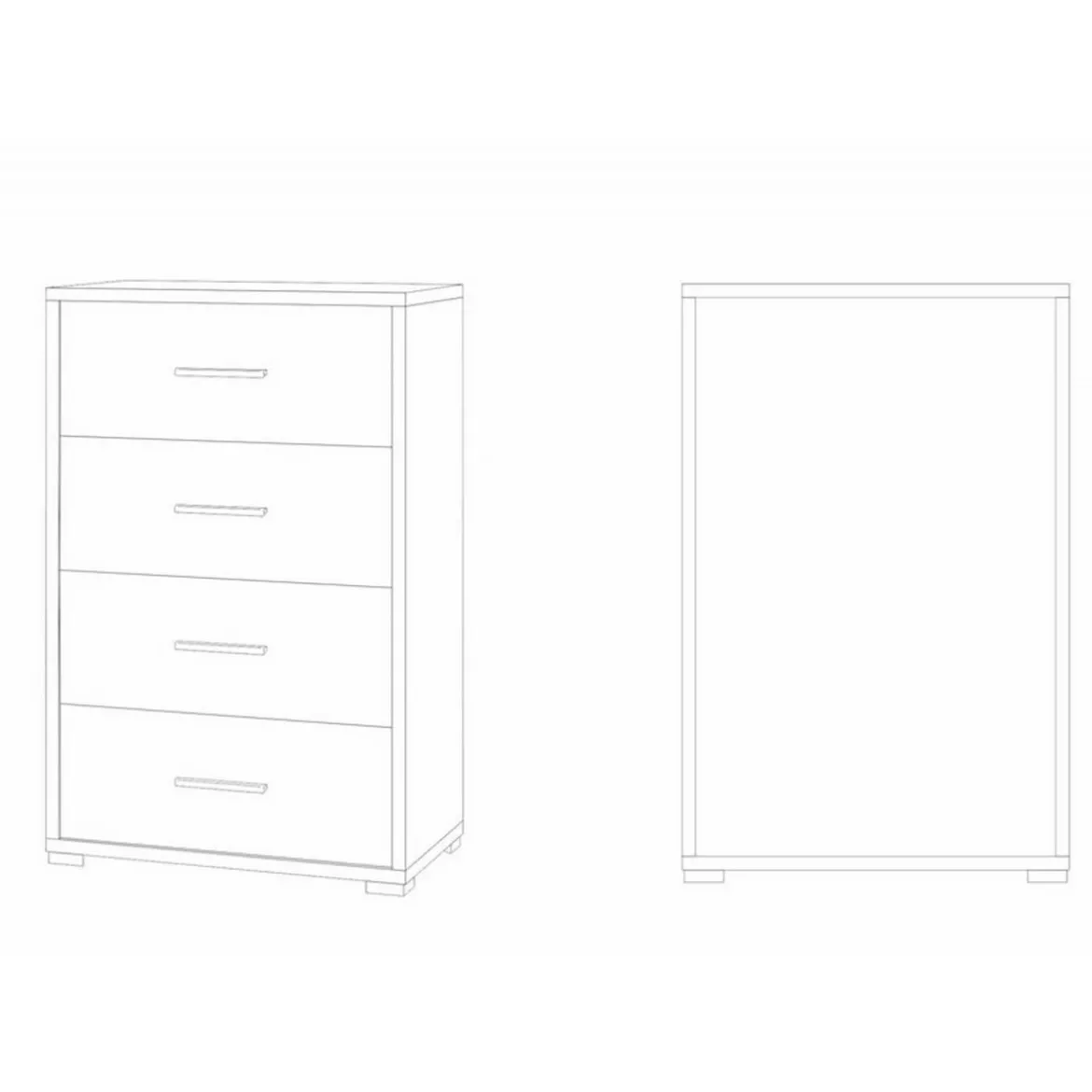 Como Cassettiera Noce 4 Cassetti da Ufficio Camera Documenti in Legno