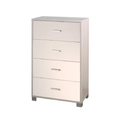 Como Cassettiera Olmo Bianco 4 Cassetti da Ufficio Camera Letto Documenti Legno