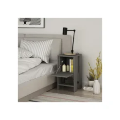 Comodino Antracite con Anta a Ribalta 30x30x55