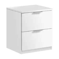 Comodino Bianco 2 Cassetti Cassettiera in Legno Studio Camera da Letto Cameretta