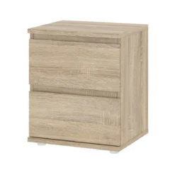 Comodino 40 Bianco Rovere 2 Cassetti Cassetto Camera da Letto Moderno Cameretta