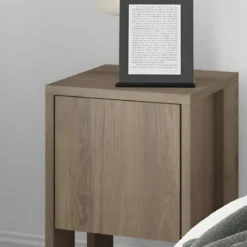 Comodino Camera da Letto Anta a Ribalta Salvaspazio Effetto Noce