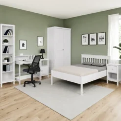 Comodino Camera da Letto con Cassetto Vano Portaoggetti Legno Bianco