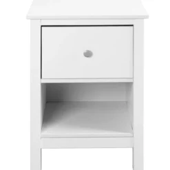 Comodino Camera da Letto con Cassetto Vano Portaoggetti Legno Bianco