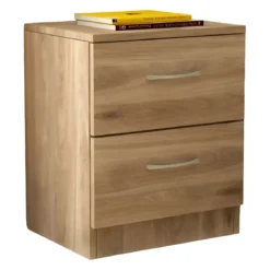 Comodino 2 Cassetti Rovere per Camera da Letto Moderno Salvaspazio