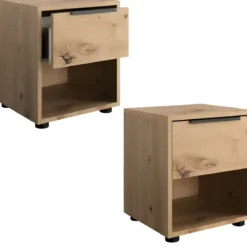 Comodino 1 Cassetto Rovere Artisan per Camera da Letto con Vano