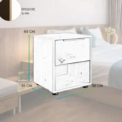 Comodino 1 Cassetto Rovere Artisan per Camera da Letto con Vano