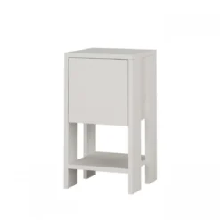 Comodino con Anta a Ribalta e Ripiano Bianco per Camera da Letto