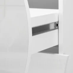 Comodino con 2 Cassetti Onda in Legno Bianco Lucido Camera da Letto