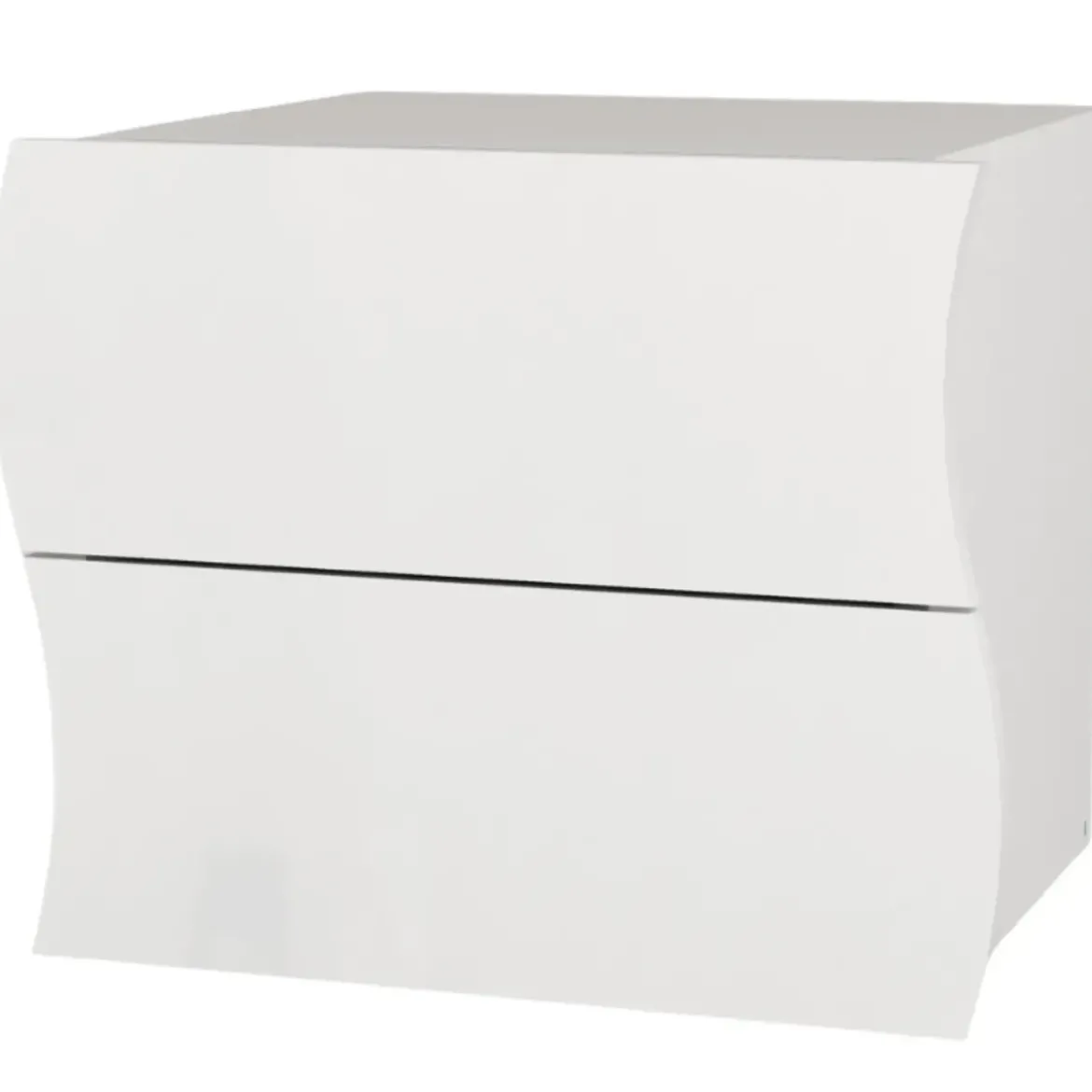 Comodino con 2 Cassetti Onda in Legno Bianco Lucido Camera da Letto
